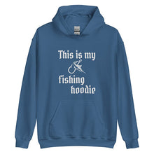 Load image into Gallery viewer, This is my fishing hoodie indigo blue color
