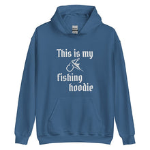 Load image into Gallery viewer, This is my fishing hoodie indigo blue color
