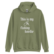 Load image into Gallery viewer, This is my fishing hoodie in military green
