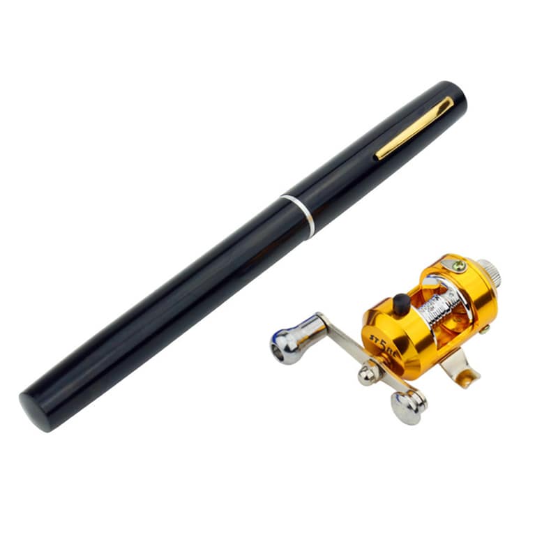 ROBOT-GXG Pen Shaped Fishing Rod Mini Portable Aluminum Alloy Telescopic  Pen Fishing Pole Pocket Fisherman Craft Gift, Black