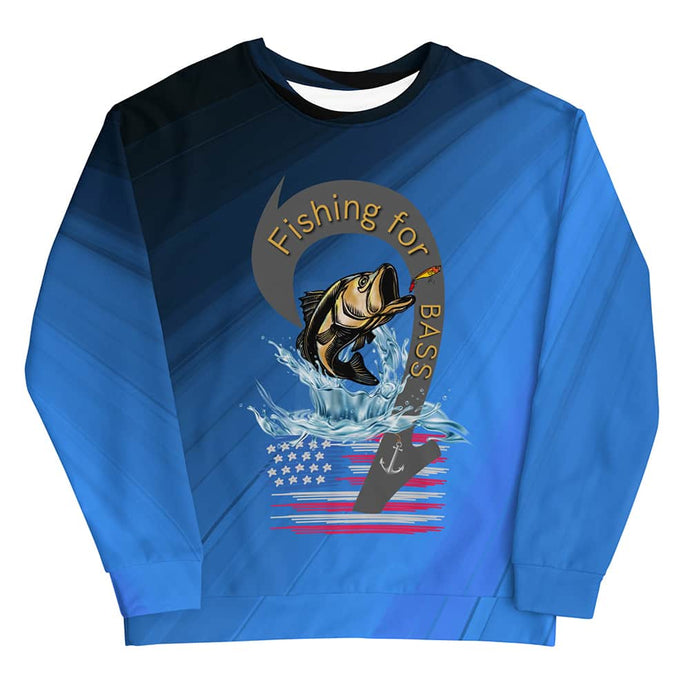 Blue All Over Print Bass Fishing Sweatshirt