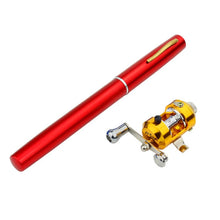 Load image into Gallery viewer, Red pen sized fishing rod and reel