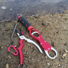 Load image into Gallery viewer, red set of fish lip gripper and fishing pliers