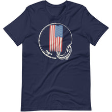 Load image into Gallery viewer, American flag fishing tee shirt navy color