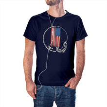 Load image into Gallery viewer, Fisherman wearing usa flag fishing tshirt