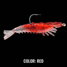 Load image into Gallery viewer, Red soft shrimp looking bait with a hook on the back
