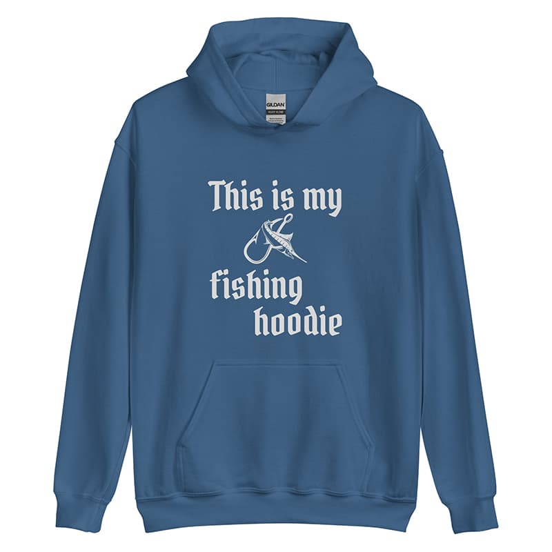 This is my fishing hoodie indigo blue color