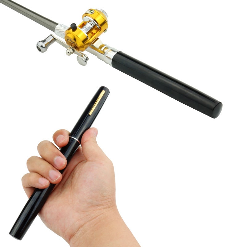 Outdoor Fishing Rods with Reel Wheel Mini Pocket Fishing Pole Pen