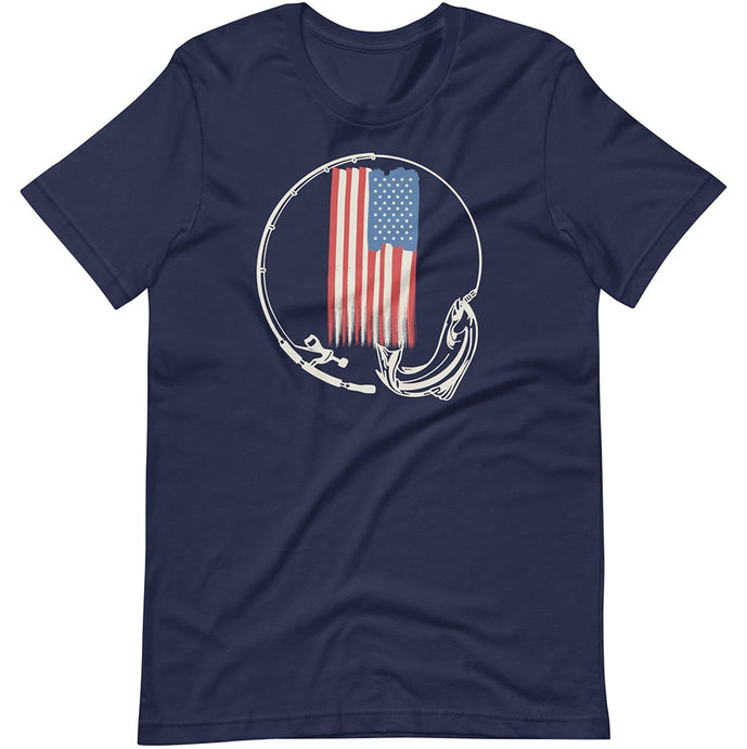 American flag fishing tee shirt navy color